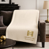 Beige Creme Logo Unternehmen Geschenk Text Fleecedecke