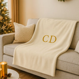 Beige Creme mit Monogramm Initialen modern Fleecedecke