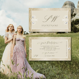 Beige Creme Mosaic Verziert Sparkle Jewels Monogra Visitenkarte