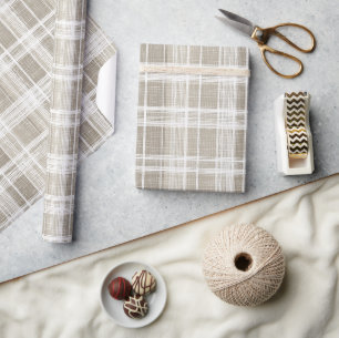 Beige Creme Neutrales Fensterpaneel Leinen Karomus Geschenkpapier