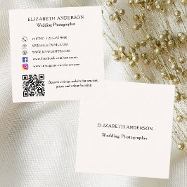 Beige Creme QR Code Social Media Quadratische Visitenkarte