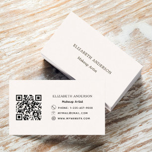 Beige Creme qr Code Visitenkarte