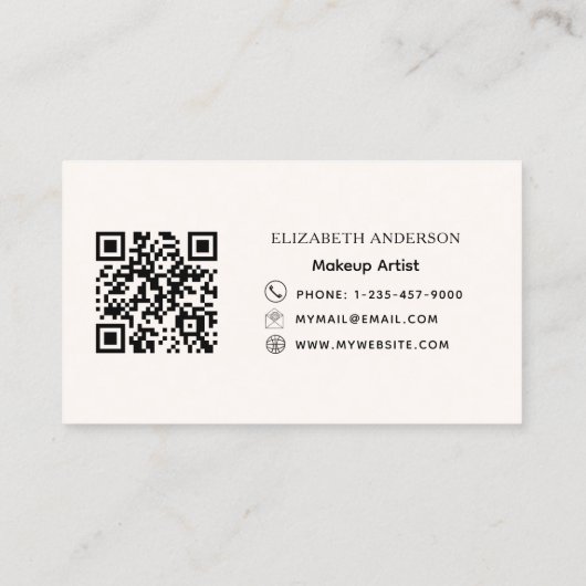 Beige creme rosa Bug eleganter qr Code Visitenkarte (Rückseite)