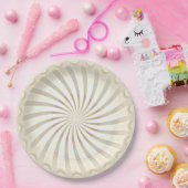 Beige-cremefarbene Wirbel-Papierplatte Pappteller (Party)