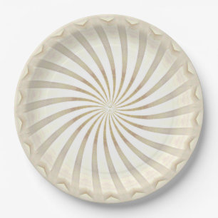 Beige-cremefarbene Wirbel-Papierplatte Pappteller