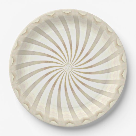 Beige-cremefarbene Wirbel-Papierplatte Pappteller (Vorderseite)