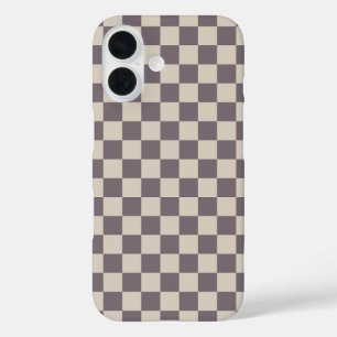 Beige Crememuster, karierter Karo an der Tafel iPhone 16 Hülle