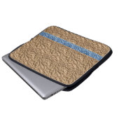 Beige Crinkle Blue Pattern Electronics Bag Laptopschutzhülle (Vorne Knopf)
