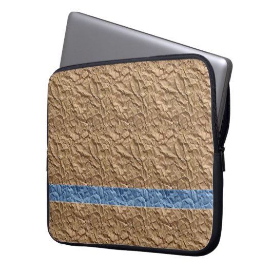 Beige Crinkle Blue Pattern Electronics Bag Laptopschutzhülle (Vorderseite Links)