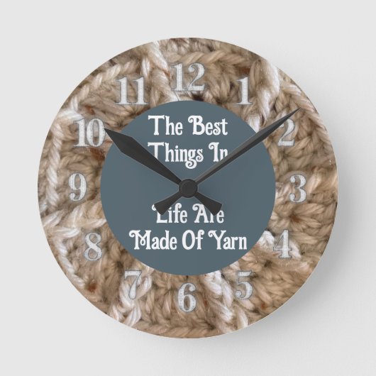 Beige Crochet Pattern Foto Crafty Liebe Garn Runde Wanduhr (Vorderseite)