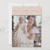 Beige Cross Christian Baptism Photo Thank You Card Dankeskarte (Vorderseite)