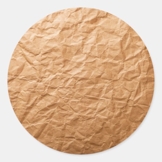 Beige Crumpled Paper Runder Aufkleber (Vorderseite)