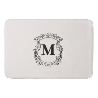 Beige Custom Monogram Crest Badematte