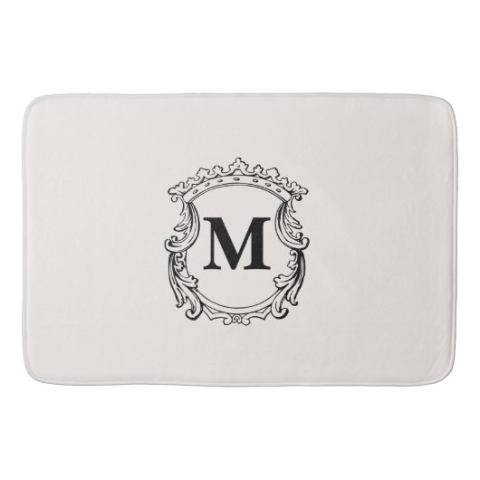 Beige Custom Monogram Crest Badematte (Vorderseite)