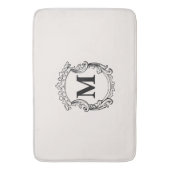 Beige Custom Monogram Crest Badematte (Vorderseite Vertikal)