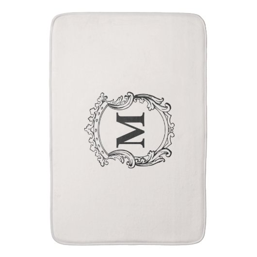 Beige Custom Monogram Crest Badematte (Vorderseite Vertikal)