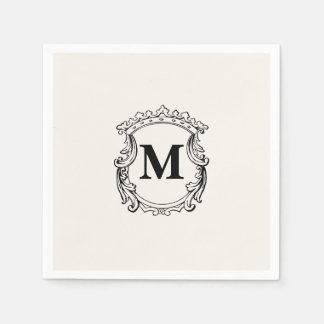 Beige Custom Monogram Crest Serviette