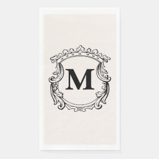Beige Custom Monogram Crest Serviette