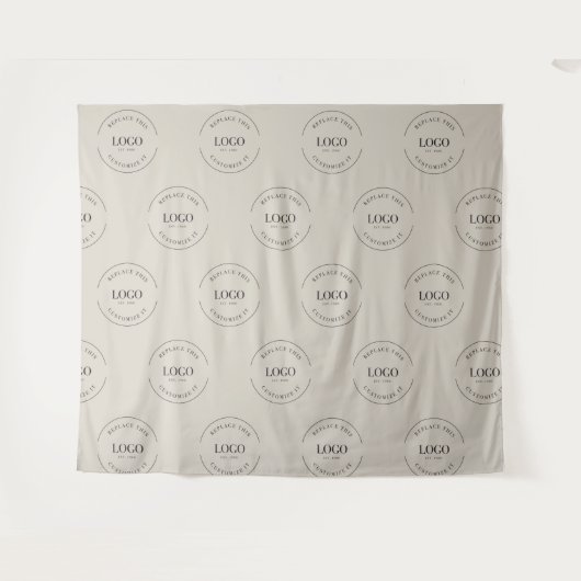 Beige Custom white Logo step and repeat backdrop Wandteppich (Vorderseite (Horizontal))