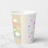 beige cute AIRPLANE BEAR pastel clouds rainbow  Pappbecher (Links)