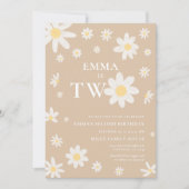 Beige Daisy Zweite Einladung zum 2. Geburtstag (Vorderseite)
