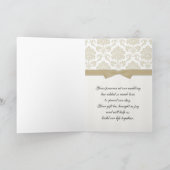 Beige Damask Stripe Wedding Vielen Dank Dankeskarte (Innenseite)