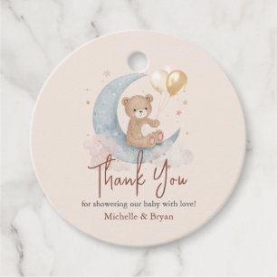 Beige Danke-Sagen Teddybär-Baby-Party Geschenkanhänger