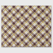 Beige & Dark Red Tartan Karierte Weihnachten Geschenkpapier (Flach)