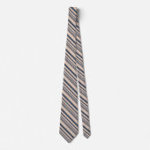 Beige/Deep Blue Stilvolle Streifenmuster Krawatte (Vorderseite)