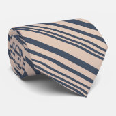 Beige/Deep Blue Stilvolle Streifenmuster Krawatte (Gerollt)