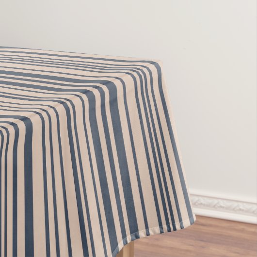 Beige/Deep Blue Stilvolle Streifenmuster Tischdecke (Beispiel)