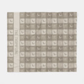Beige Deer Plaid Custom Family Name Christmas Fleecedecke (Vorderseite (Horizontal))