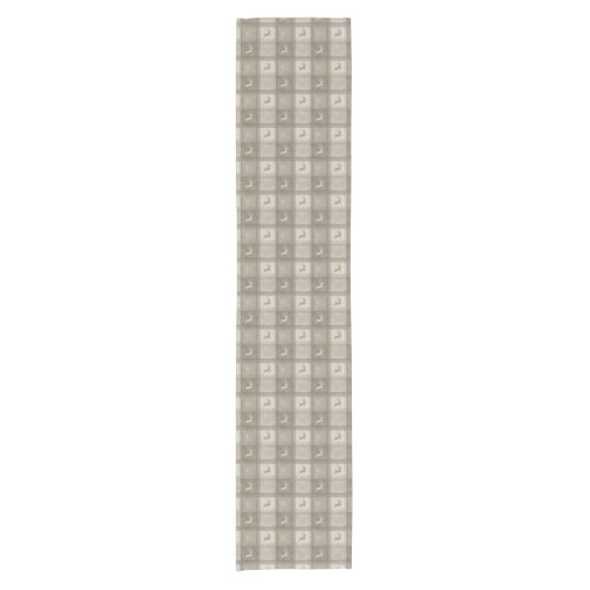 Beige Deer Plaid Pattern Classic Christmas Kurzer Tischläufer (Vorderseite)