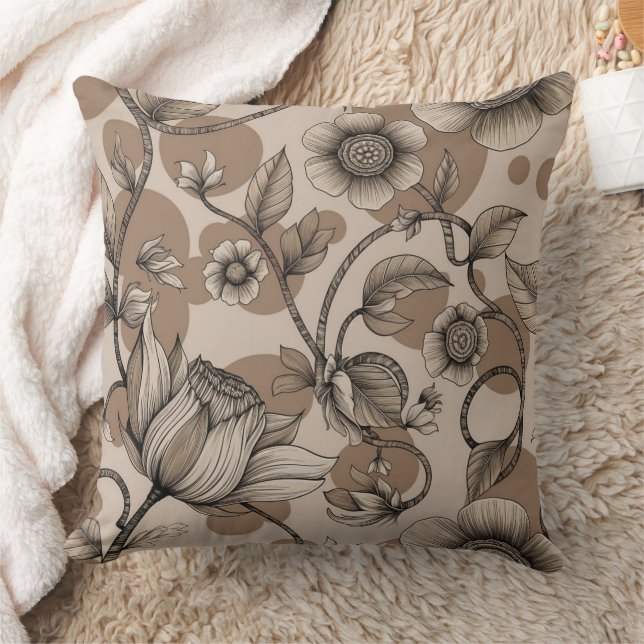 Beige Dekoration mit Blume Kissen (Decke)