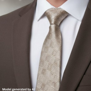 Beige Diamant geometrisches Muster Krawatte