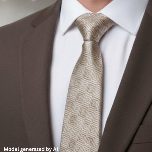 Beige Diamant geometrisches Muster Krawatte