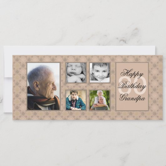 Beige Diamanten Multi-Foto Einladung (Vorderseite)