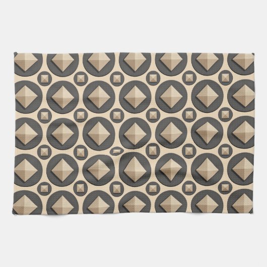 beige Diamantpyramide in einem grauen Kreis Geschirrtuch (Horizontal)