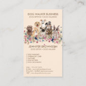 Beige Dog Walker Service Kostenloser Name des Gesc Visitenkarte (Rückseite)