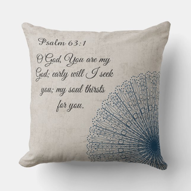 Beige Doily-Psalm-63:1 Kissen (Vorderseite)
