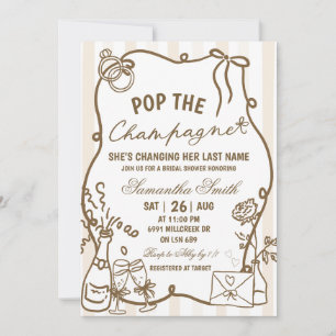 Beige Doodle Handgeschriebene Pop The Champagne Ho Einladung
