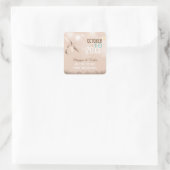 Beige Dragonfly Hochzeit Save the Date Quadratischer Aufkleber (Tasche)