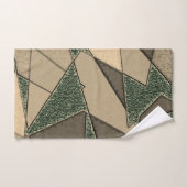 Beige dreieckige Ausschnitt auf dunkelgrünem Hinte Badhandtuch Set (Handtuch)