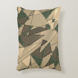 Beige dreieckige Ausschnitt auf dunkelgrünem Hinte Dekokissen