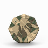 Beige dreieckige Ausschnitt auf dunkelgrünem Hinte Fotoblock (Vorderseite)