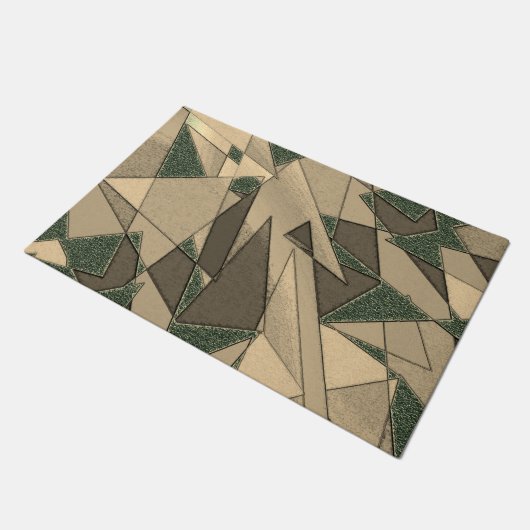 Beige dreieckige Ausschnitt auf dunkelgrünem Hinte Fußmatte (Schrägansicht)