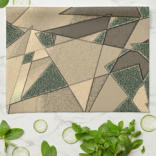 Beige dreieckige Ausschnitt auf dunkelgrünem Hinte Geschirrtuch (Gefaltet)