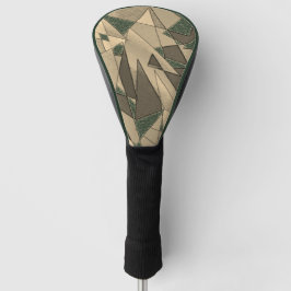 Beige dreieckige Ausschnitt auf dunkelgrünem Hinte Golf Headcover