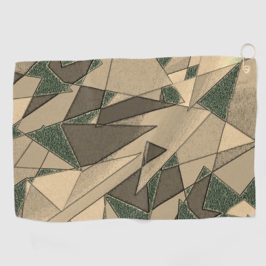 Beige dreieckige Ausschnitt auf dunkelgrünem Hinte Golfhandtuch (Horizontal)