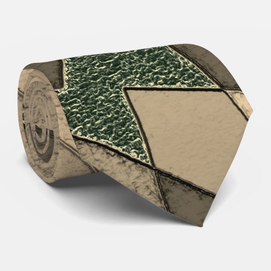 Beige dreieckige Ausschnitt auf dunkelgrünem Hinte Krawatte (Gerollt)